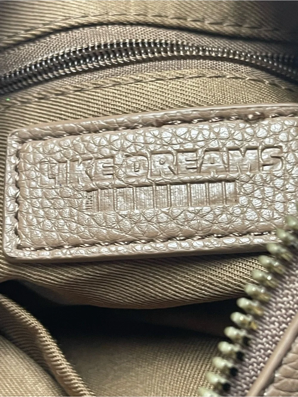Like Dreams Tan Pebbled Leather Satchel with Gold Hardware